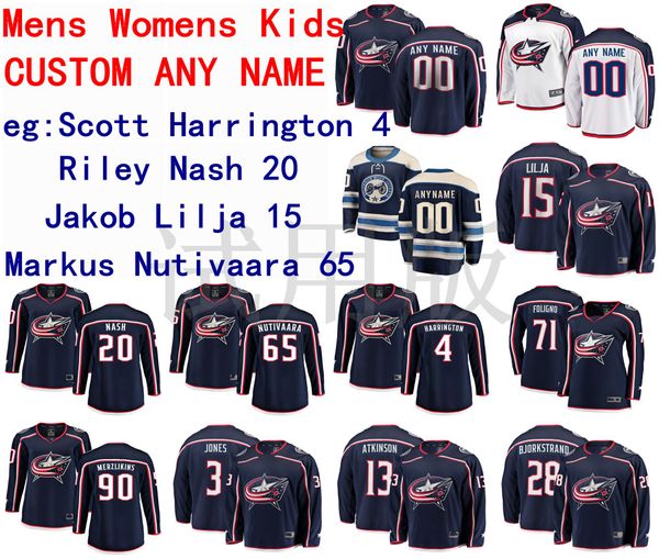 

columbus blue jackets jersey scott harrington markus nutivaara riley nash jakob lilja men navy white hockey jerseys custom stitched, Black;red