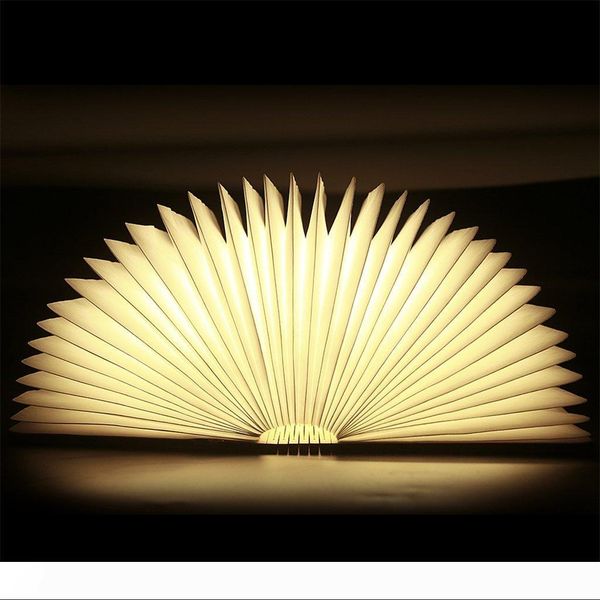 

usb rechargeable wooden folding led night light book light - 2500mah lithium batteries desk lamp, up to 8 hours usage magnetic table lamp