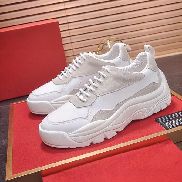 

thick sole men shoes casual luxury design gumboy calfskin sneaker leather big size mens fashion shoes scarpe da uomo drop ship, Black