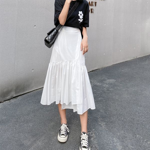 

rmy1e white irregular mid-length high fluffy fluffy umbrella pengpeng waist slimming women's summer pengpeng skirt a- line umbrella ski, Black