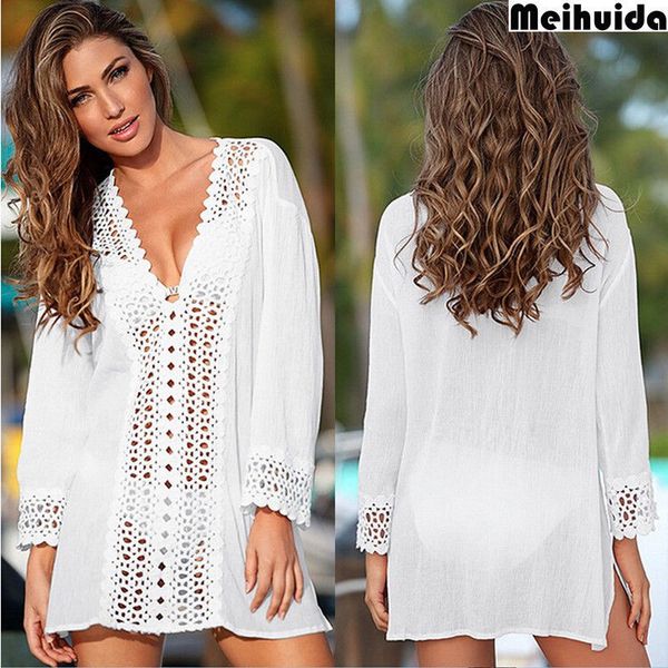 

fashion casual loose solid women beach bikini cover up swim short wrap sarong beachwear sun dress summer clothes, White;black