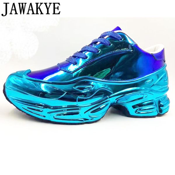 

real leather thick bottom platform causal shoes men flat heel shiny mirror breathable sneakers 2020 daddy shoes for male, Black