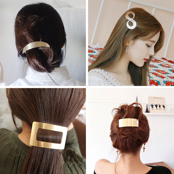 

new fashion geometric metal hairpins women girls hair clips pin barrettes accessories hairgrip hairclip headdress, Slivery;white