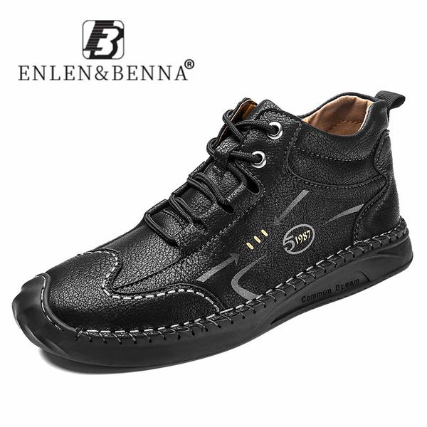 

2020 fashion men casual shoes leather leather sneakers men lace up comfortable luxury soft shoes winter anti slip big size 48, Black