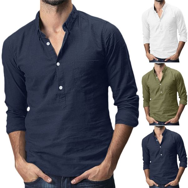 

mens designer solid color shirts with buttons fashion long sleeved mens spring and summer man stand collar tees, White;black