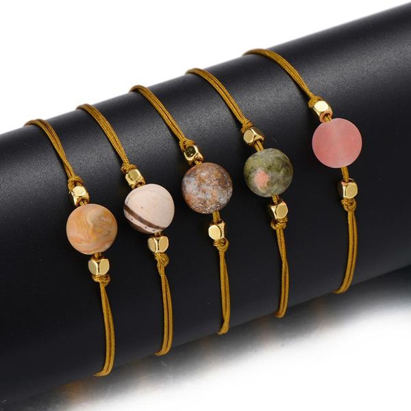 

handcraft натуральный камень из бисера браслет регулируемый mabead шарм браслеты для женщин простые строки плетение оптовой продажи ювелирны, Golden;silver