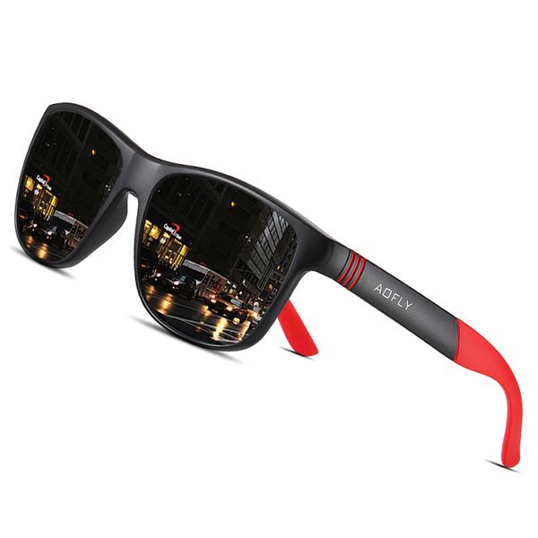 

aofly поляризованные очки мужчины женщины оригинальный бренд дизайнер polaroid отражающее зеркало солнцезащитные очки унисекс goggle gafas д, White;black