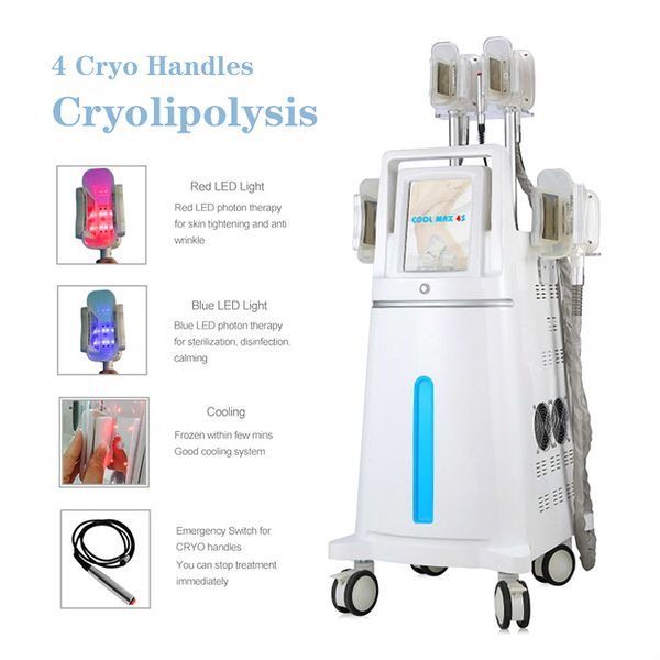

4 крио рукоятки жир морозильные lipo замораживание машина для похудения fat замораживание машина криотерапия ультразвуковой уход за кожей ли