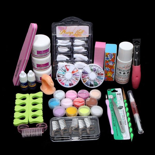 

acryic порошок nail art kit украшения кисти кутикулы восстанавливающее масло pen инструменты типсы клей 3d mold set искусство украшения