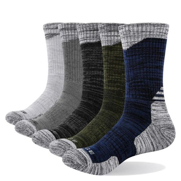 

yuedge men's 5 pairs terry cushion cotton crew socks outdoor hiking walking backpacking trekking athletic sports socks 38-45 eu, Black