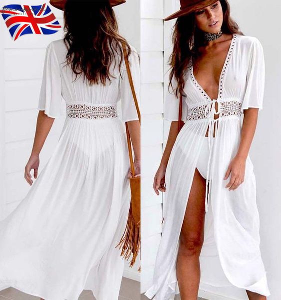 

women solid white cover up beach blouse swimwear chiffon beachwear short sleeve bathing suit summer holiday kimono cardigan long shirts