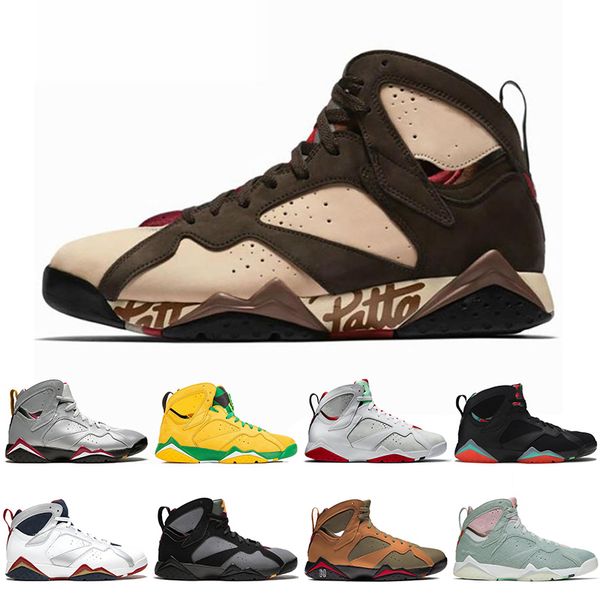 

jumpman 7 patta mens basketball shoes retro trainers hare oregon ducks 7 7s ray allen tinker alternate sports sneakers size 13, White;red