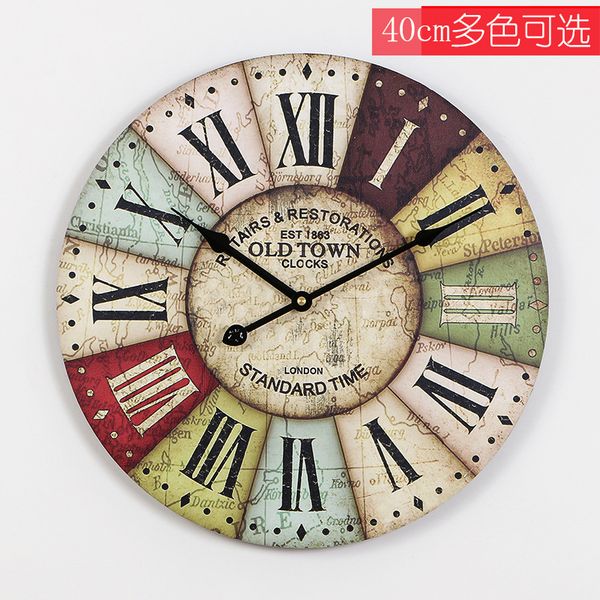 

retro wall clock wooden nostalgic cool mute clock european pastoral landscape creative wall clock factory wholesale