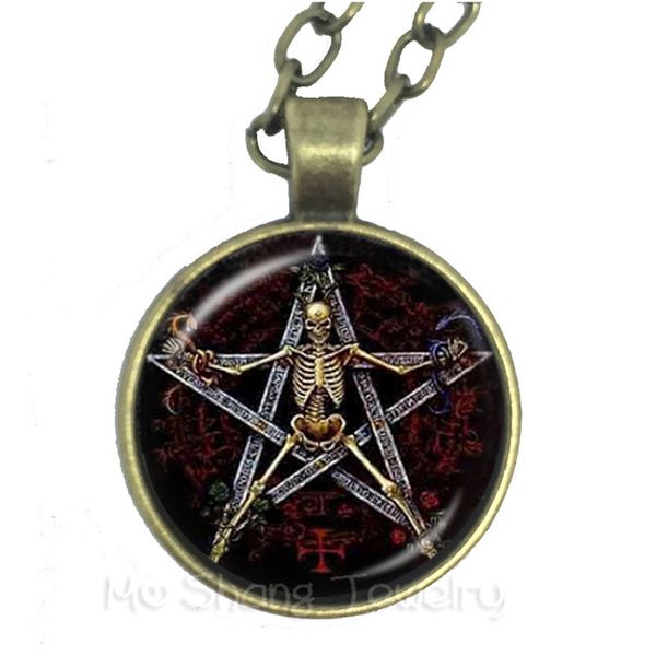 

satanic baphomet pentagram necklace gothic satanism evil occult pentacle jewelry pagan charm gift for friends, Silver