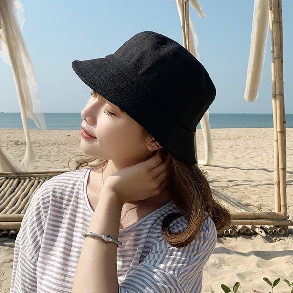 

ykzrk korean bucket bucket fake fisherman's solid color fisherman women's fashion all-match 2019 new women's cloth hat fashio, Blue;gray