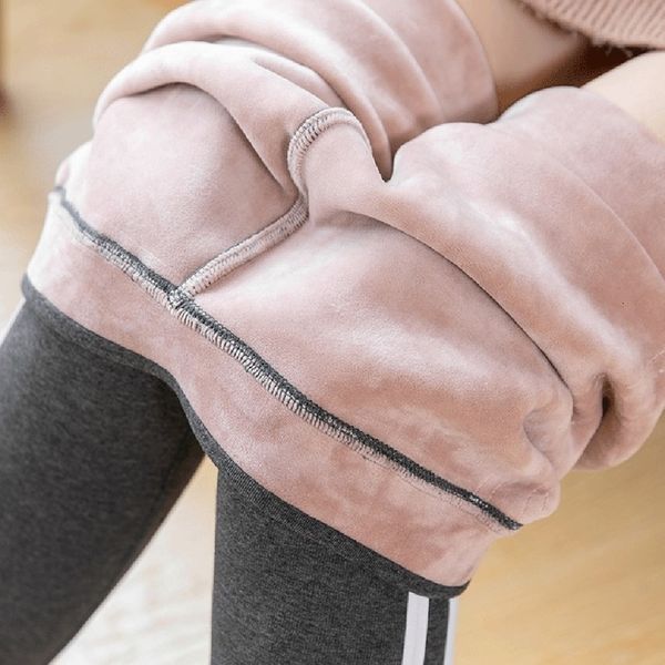 

new women warm fitness workout leggings striped side winter velvet leggings ladies casual pants warm pants winter leggings, Black