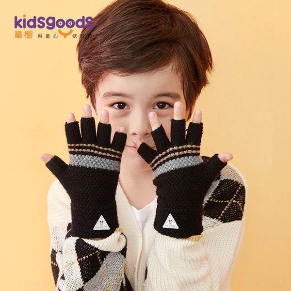 

itt3j children's half finger wool knitted warm 6-12 years old male and female students warm gloves wrist strap gloves writing antie han, White