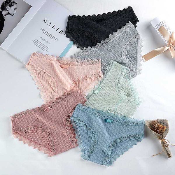 

women's panties japanese cute cotton girl underwear low waist ladies thread lace seamless briefs women, Black;pink