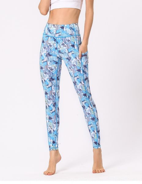 

jtv1c 2019 new printed yoga slim fit sports breathable exercise exercise fitness yoga pants sports fitness quick-drying tight ankle-length p, Black