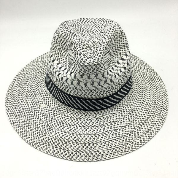 

beach middle-aged and elderly jazz men's sun straw straw hat summer korean fashion sunscreen papyrus sunshade hat, Blue;gray