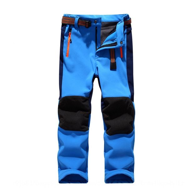 

3vb3r new children's soft shell pants warm jacket fleece lining waterproof men's and women's outdoor mountaineering skiing wa, Blue;black