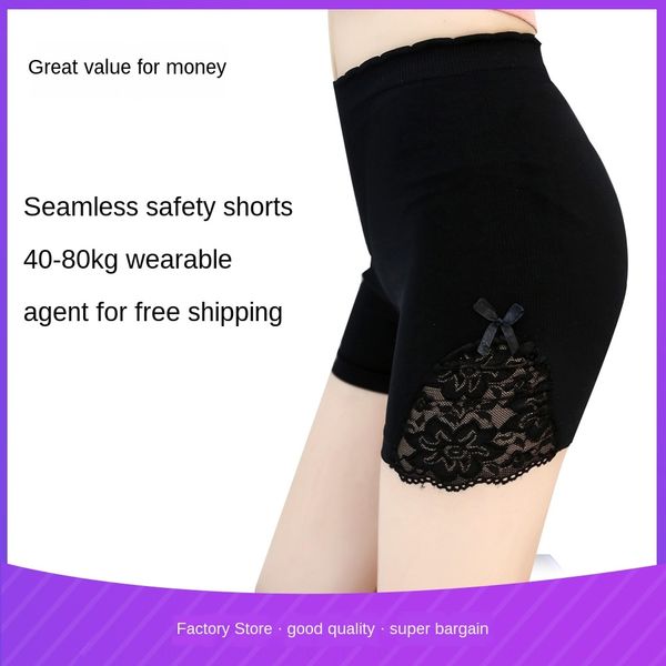 

m72r9 anti-exposure women's thin bottoming can be safety pants lace safety pants worn outside and inside lace insurance non-curling sho, Black;white