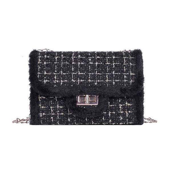 

women 2020 new fashion check, plaid tartan wool messenger bag shoulder small square bag brand bolsa de ombro das mulheres fashion 20