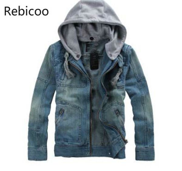 

new winter men clothing men's hooded denim jacket man outdoors casual jeans jackets and coats outerwear men plus size m-3xl, Black;brown