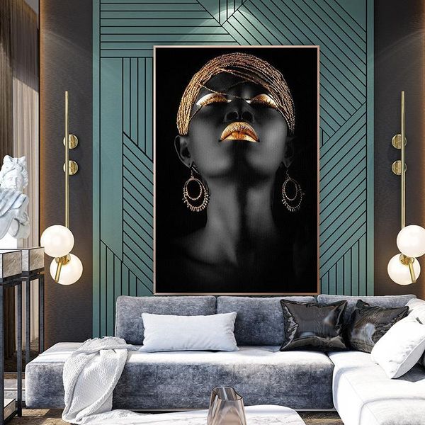 

Wall Painting Decoration Black African Girl Canvas Paintings for Living Room Figure Painting Canvas Unframed Home Decor