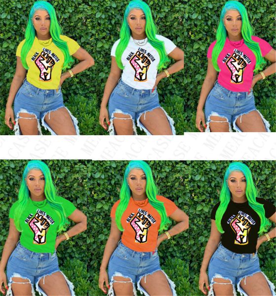 

black lives matter letter t-shirt designer cartoon round neck tees short sleeves tshirt plus size t shirt summer females clothing d7805, Blue
