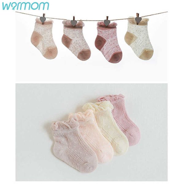 

socks warmom baby born scks ultra-thin mesh breathable combed cotton boneless loose mouth 4 pairs of, Pink;yellow