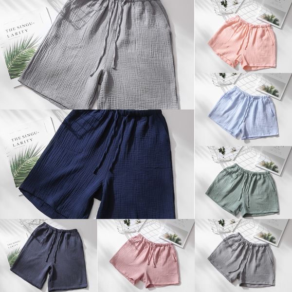 

cotton shorts men's and women's pajamas summer thin couple loose large casual beach beach pants size home casual pants, Black;brown