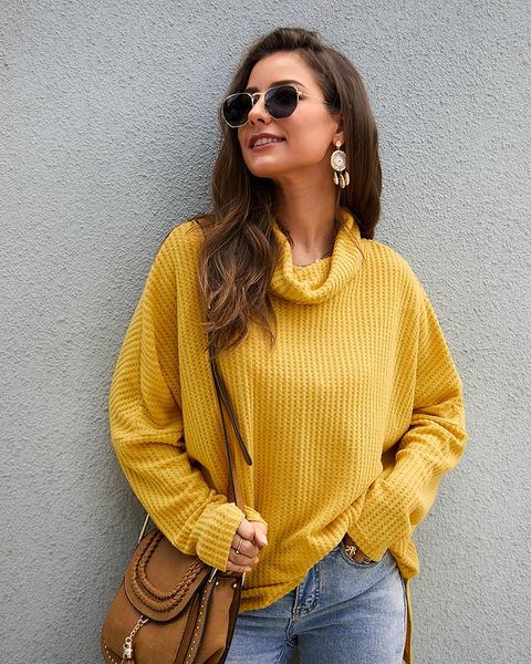 

2020 New lady turtle neck long sleeve knitted pullover for winter