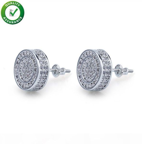 

designer earrings hip hop jewelry luxury mens stud earrings brand iced out diamond fashion gold silver for men bling crystal accessories, Golden;silver