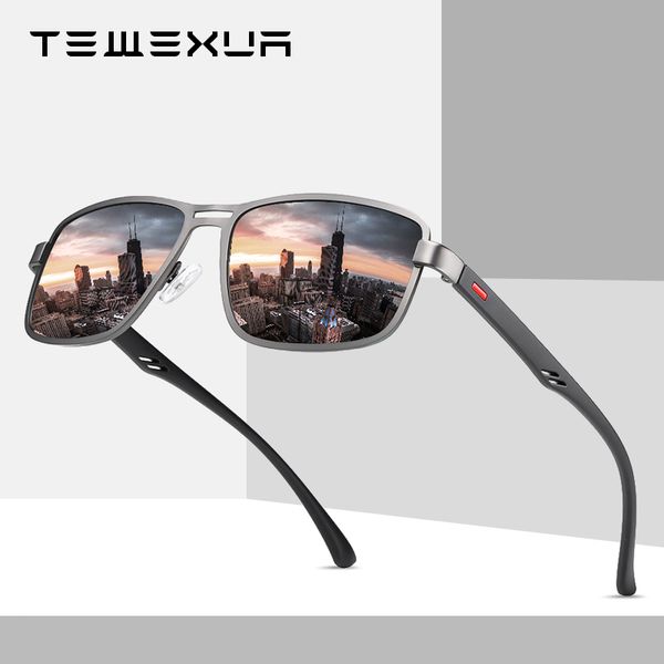 

tewexua brand 2020 fashion sunglasses men polarized square metal frame male sun glasses driving fishing eyewear zonnebril heren, White;black