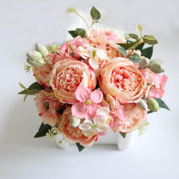 

decorative flowers & wreaths 2021 7 color 5 big head rose peony fake silk flower small bouquet at home party spring wedding diy decoration