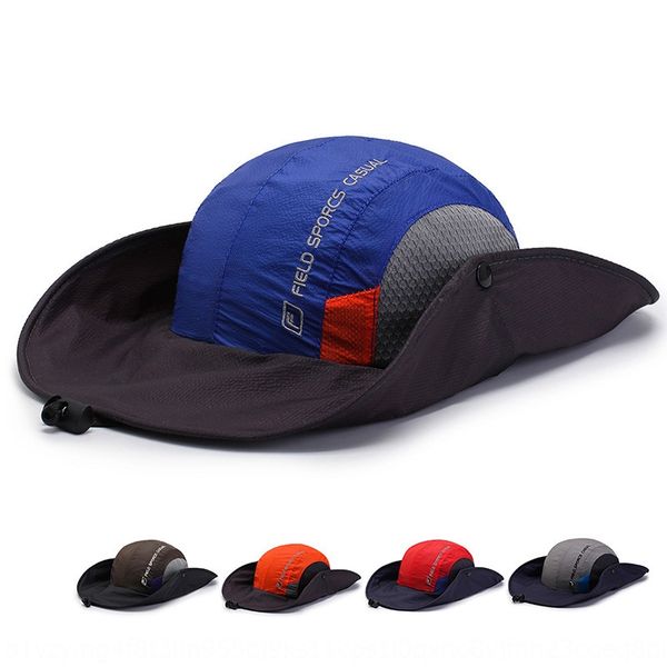 

2019 sun sun hat men's summer new outdoor mountaineering uv-proof breathable large eaves sunshade hat, Blue;gray