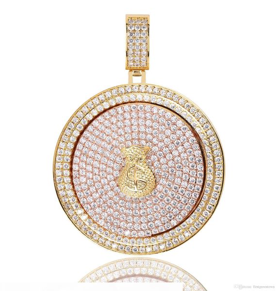 

dollar symbol purse rotary disc pendant dollar symbol purse rotary disc pendant zircon-studded hip-hop necklace jewelry individual street fa, Silver