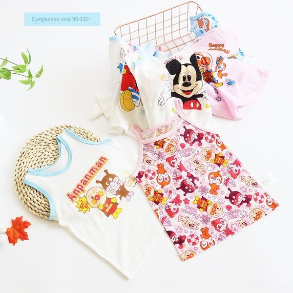 

gr5it new summer style day single sz twisted hole eye fabric cotton children's vest sling sling shirt cartoon printed baby girl's, Blue