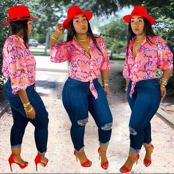 

letter natural color womens blouses bandage lapel neck women designer shirts nine points sleeve ladies, White