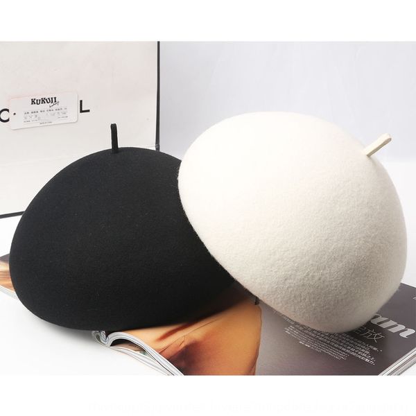 

qdket korean literature and art solid color hua jia mao hua jia mao wool painter woolen woolen ladies british three-dimensional pumpkin hat, Blue;gray