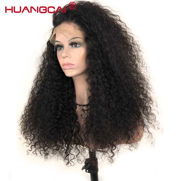 

kinky curly 360 lace frontal remy malaysian hair for women lace frontal human hair wig pre plucked 180% density kinky human wigs, Black