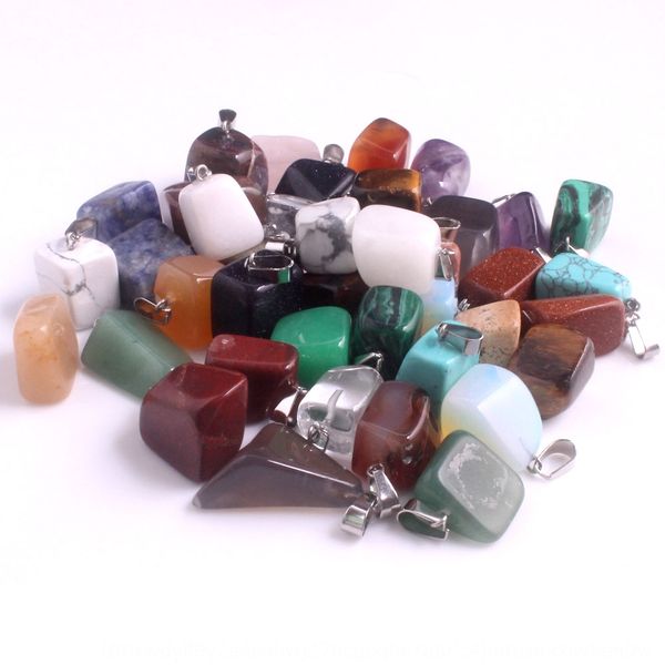 

2ntdq don't pick shape don't pick color random mixed color delivery natural stone crystal agate miscellaneous stone necklace chain, Silver