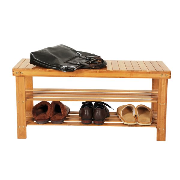 

90cm log color bar shoe exchange stool entrance shoe storage rack bamboo household shoe stool rack