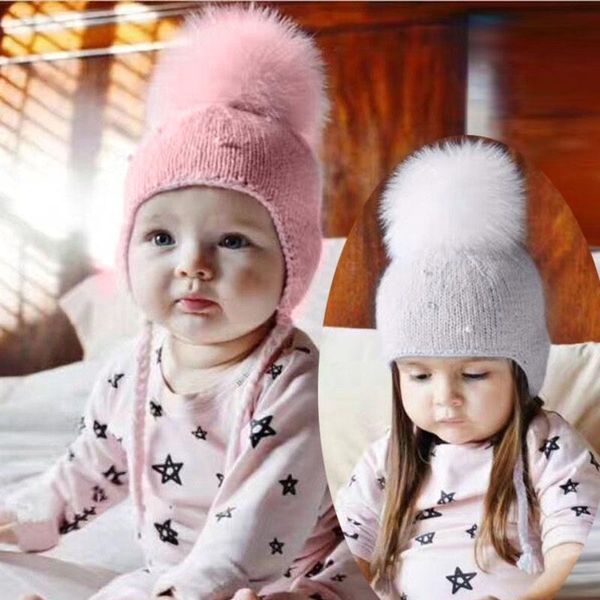 

2020 new fashion newborn toddler kids baby boy girl infant cotton pearl hat woolen cap gifts winter, Slivery;white