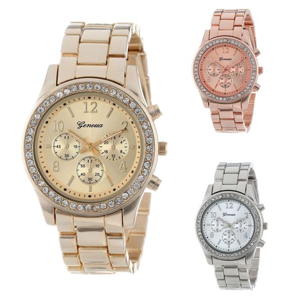 

new geneva classic luxury rhinestone watch women watches fashion ladies womens clock reloj mujer relogio feminino q09, Slivery;brown
