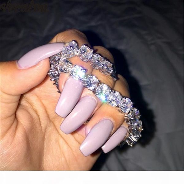 

vecalon fashion tennis bracelet round 8mm diamond white gold filled engagement wedding bracelets for women jewelry, Black