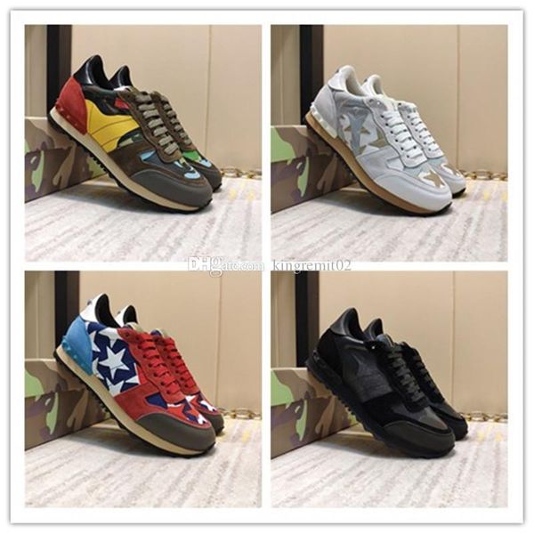 

2020 luxuryÂ designerÂ trainers women men stud casual shoes fashion camouflageÂ sneakers new color various styles casualÂ shoes sizeÂ us5.5-12, Black