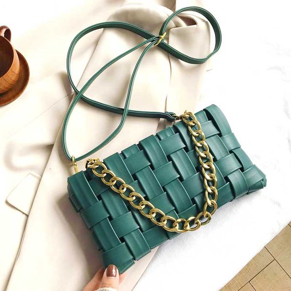 

women cute cross weave design small pu leather crossbody bags 2020 luxury solid color shoulder handbags chain cross body bag