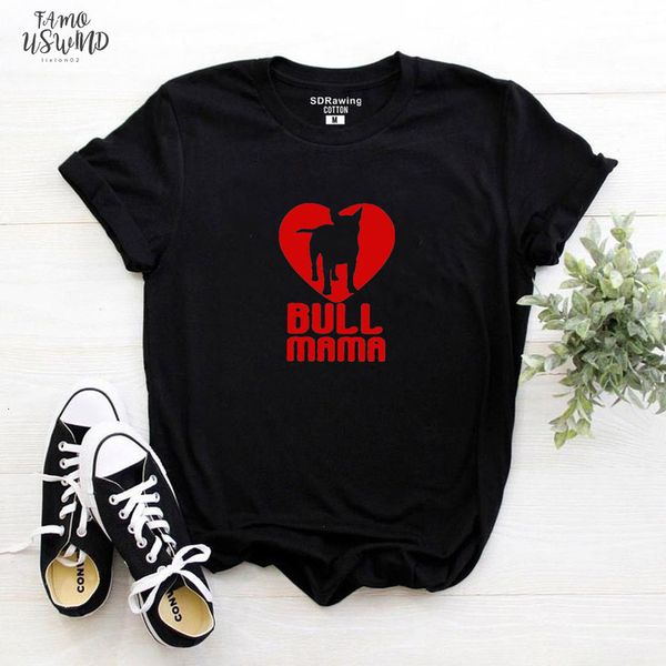 

womens bull terrier t shirt bull mama hand print shirt bullterrier lover gift idea psiakrew womens t shirt cotton tees, White